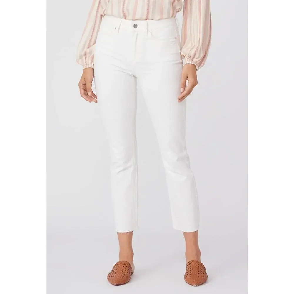 Paige Cindy High Rise Straight Leg Jeans Tonal Ecru White Size 33 NWT
